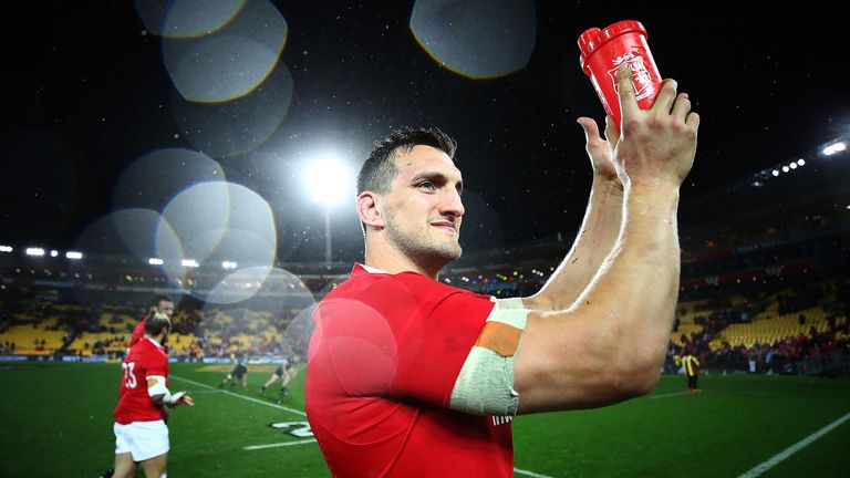 Lions captain Sam Warburton applauds supporters after winning the International Test match against the New Zealand All Blacks at Westpac Stadium on July 1, 2017