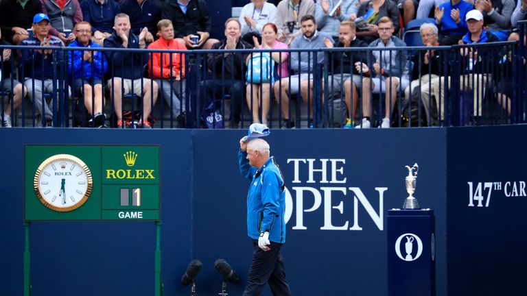 during the first round of the 147th Open Championship at Carnoustie Golf Club on July 19, 2018 in Carnoustie, Scotland.