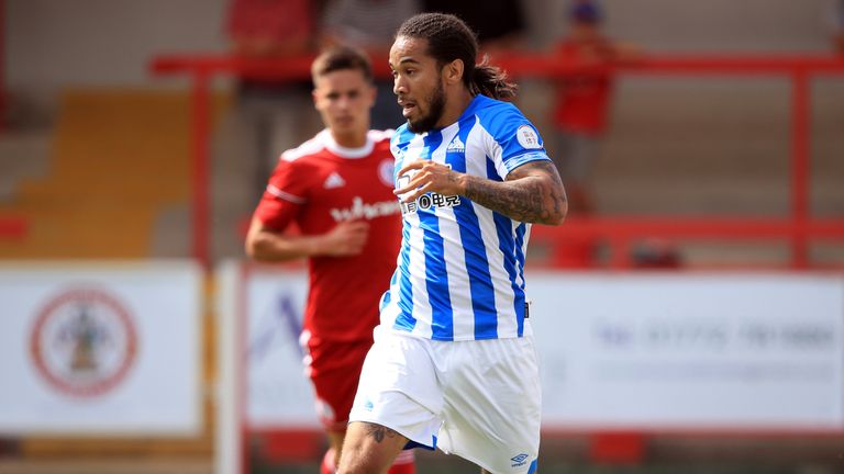 Huddersfield Town's Sean Scannell during a pre-season friendly against Accrington Stanley at The Crown Ground