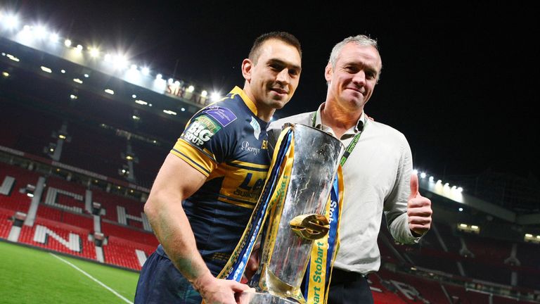 PICTURE BY VAUGHN RIDLEY/SWPIX.COM - Rugby League - Super League Grand Final 2012 - Warrington Wolves v Leeds Rhinos - Old Trafford, Manchester, England - 06/10/12 - Leeds Kevin Sinfield and Head Coach Brian McDermott.