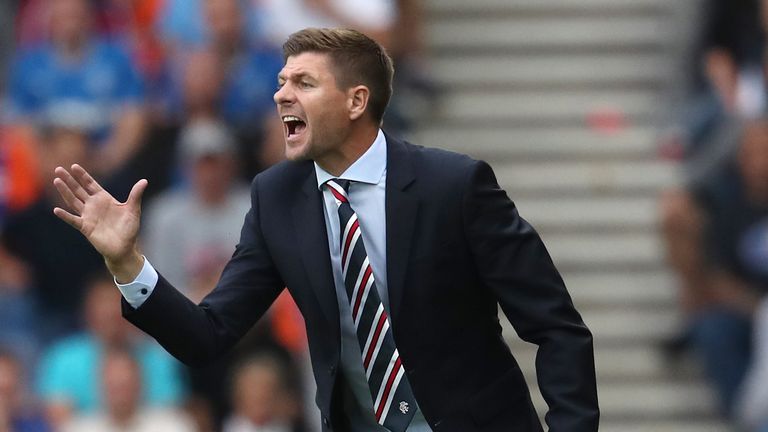Rangers manager Steven Gerrard during the Europa League, Qualifying Round One, First Leg match at Ibrox