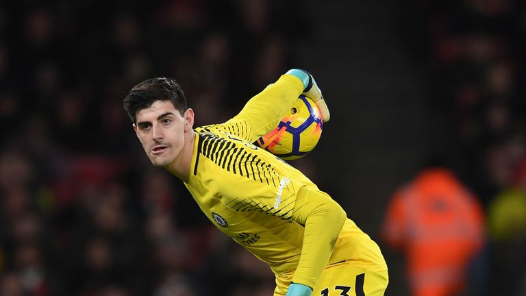 Thibaut Courtois during the Premier League match between Arsenal and Chelsea
