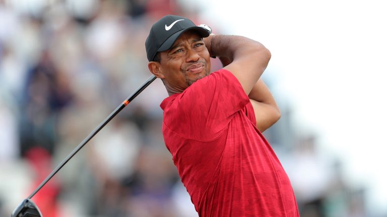 USA's Tiger Woods tees off the 4th during day four of The Open Championship 2018 at Carnoustie Golf Links, Angus.