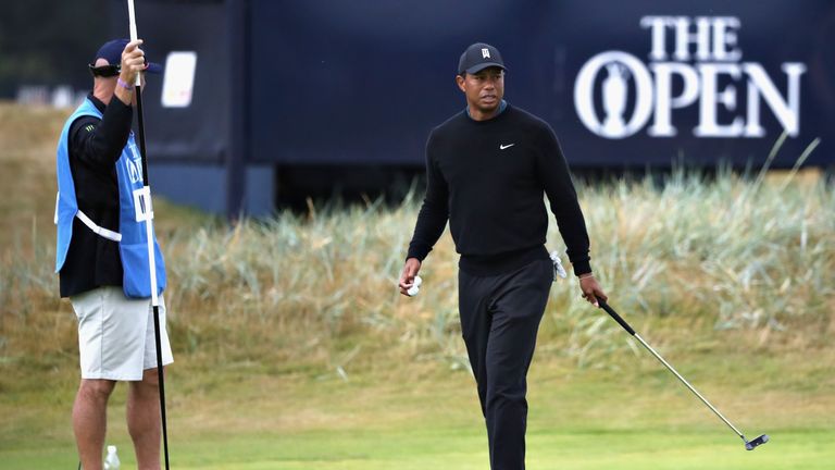 during previews ahead of the 147th Open Championship at Carnoustie Golf Club on July 16, 2018 in Carnoustie, Scotland.