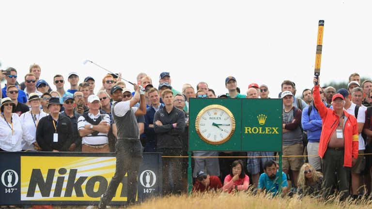 during the third round of the 147th Open Championship at Carnoustie Golf Club on July 21, 2018 in Carnoustie, Scotland.