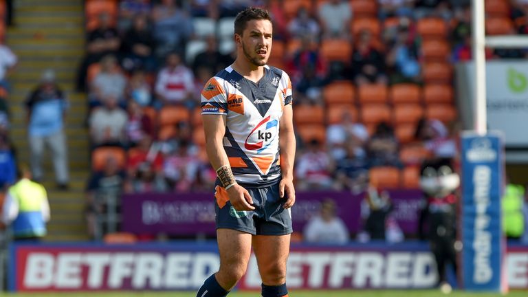 Picture by Matthew Merrick/SWpix.com - 26/05/2018 - Rugby League - Betfred Championship Summer Bash 2018 - Halifax v Featherstone Rovers, Bloomfield Road, Blackpool, England - Featherstone's Tom Holmes.