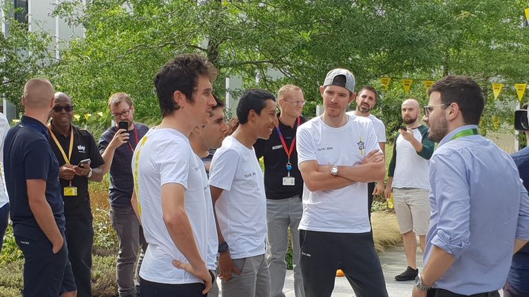 Left to right: Geraint Thomas, Jonathan Castroviejo, Egan Bernal and Luke Rowe 