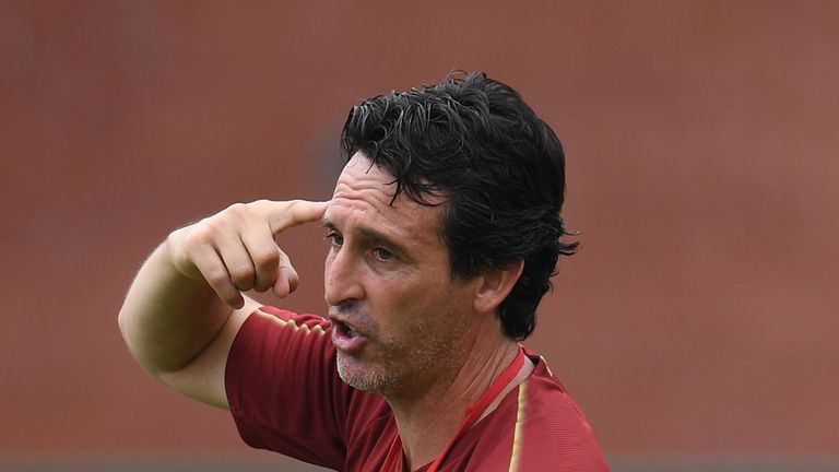 Head Coach Unai Emery during Arsenal training at Singapore American School on July 25, 2018 in Singapore