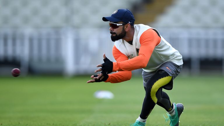 Virat Kohli during a nets session at Edgbaston on July 30, 2018 in Birmingham, England.