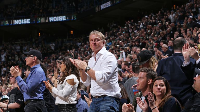Milwaukee Bucks owner Wes Edens attends game three of the 2018 NBA Play-offs against the Boston Celtics on April 20, 2018
