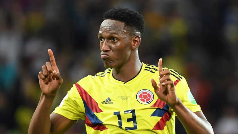 Yerry Mina celebrates his late equaliser