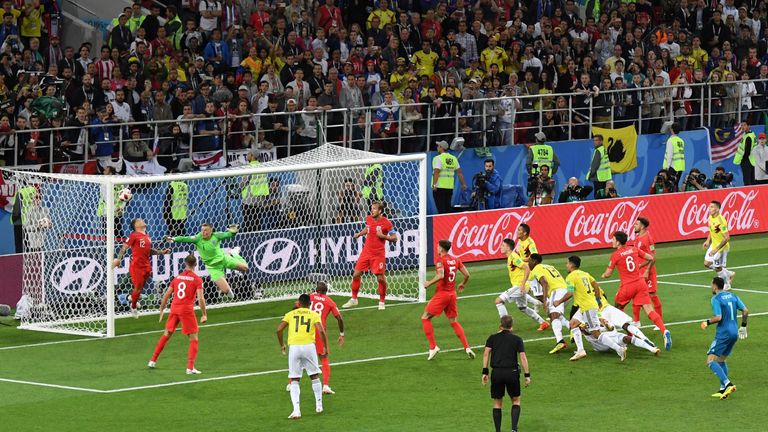  during the 2018 FIFA World Cup Russia Round of 16 match between Colombia and England at Spartak Stadium on July 3, 2018 in Moscow, Russia.