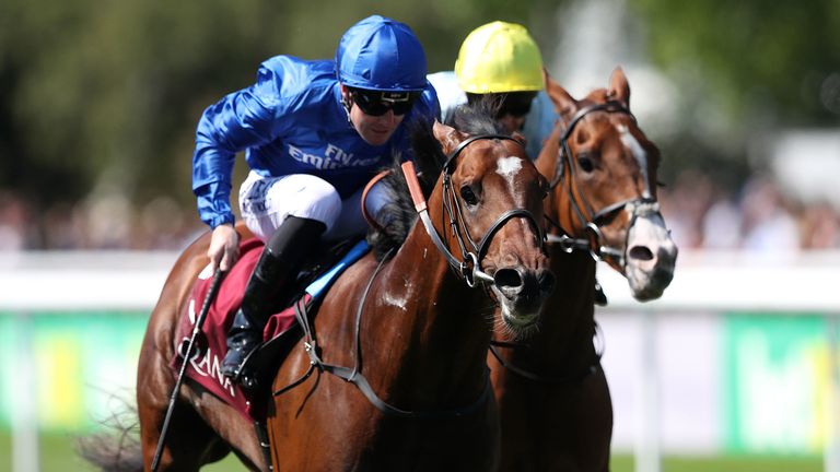 Best Solution ridden by Pat Cosgrave (left) wins The Princess of Wales's Arqana Racing Club Stakes during day one of The Moet & Chandon July Festival at Newmarket Racecourse. PRESS ASSOCIATION Photo. Picture date: Thursday July 12, 2018. See PA story RACING Newmarket. Photo credit should read: Simon Cooper/PA Wire