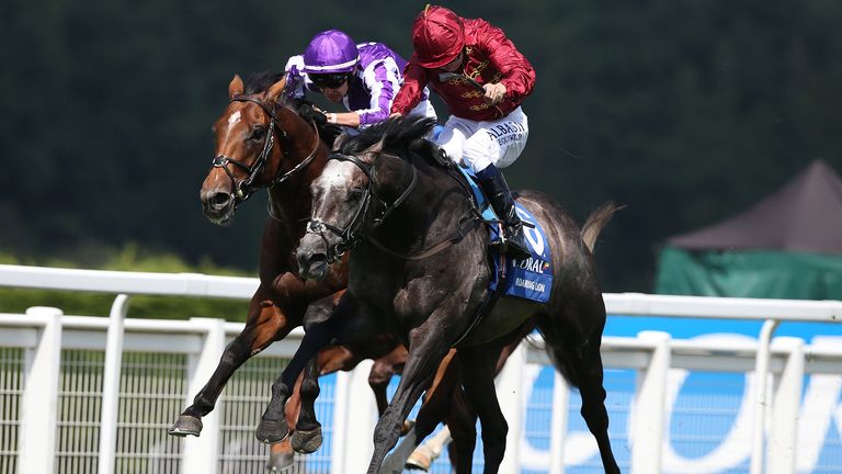 Roaring Lion ridden by Oisin Murphy (right) get the better of Saxon Warrior ridden by Donnacha O.. Brien to win The Coral-Eclipse Race run during Coral Eclipse day at Sandown Park Racecourse, Esher. PRESS ASSOCIATION Photo. Picture date: Saturday July 7, 2018. See PA story RACING Sandown. Photo credit should read: Julian Herbert/PA Wire