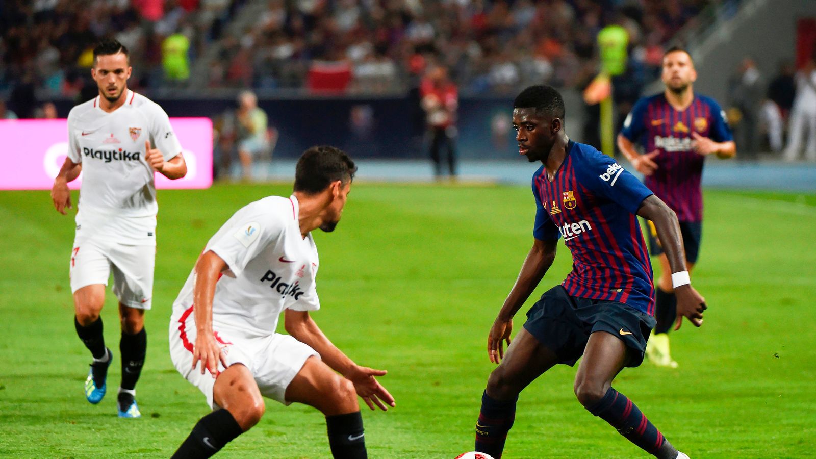Sevilla 1-2 Barcelona: Ousmane Dembele stunner wins Spanish Super Cup ...