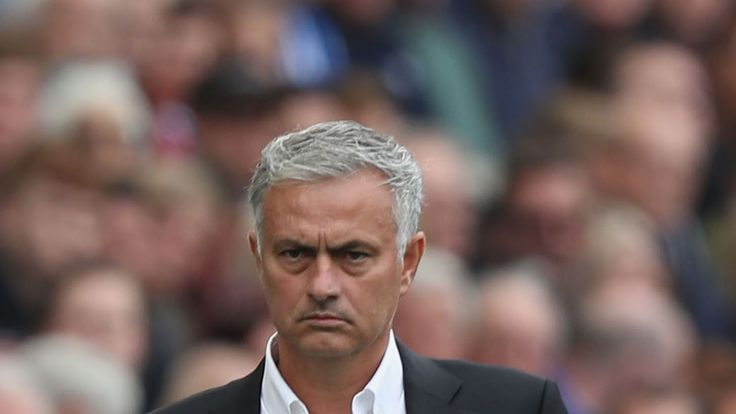 Jose Mourinho during the Premier League match between Brighton & Hove Albion and Manchester United at American Express Community Stadium on August 19, 2018 in Brighton, United Kingdom.