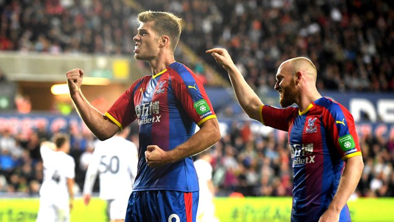 Crystal Palace's Alexander Sorloth celebrates scoring his side's first