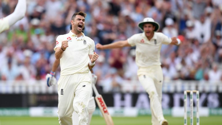 James Anderson celebrates after dismissing Ravichandran Ashwin