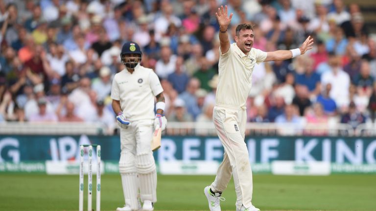 James Anderson appeals on day three at Trent Bridge
