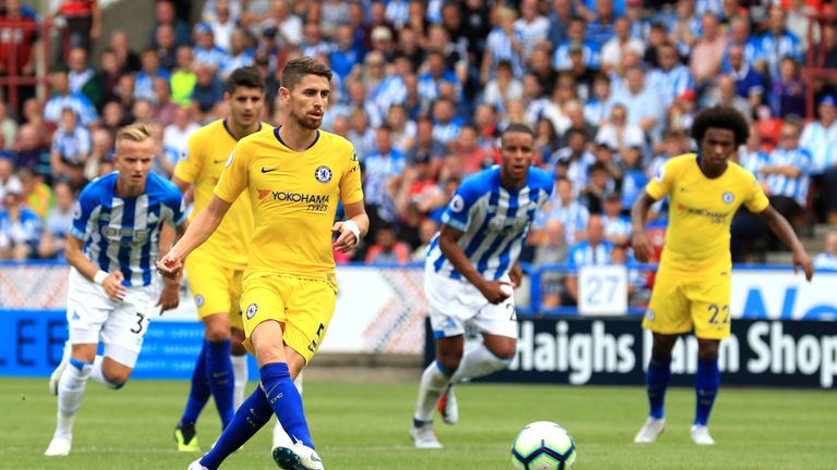 Jorginho scores from the spot at Huddersfield