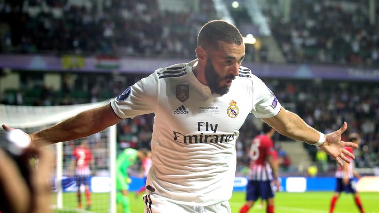 Karim Benzema wheels away after equalising for Real Madrid