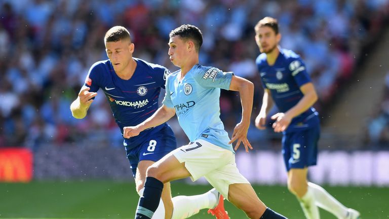 Phil Foden during the FA Community Shield between Manchester City and Chelsea at Wembley Stadium on August 5, 2018 in London, England.