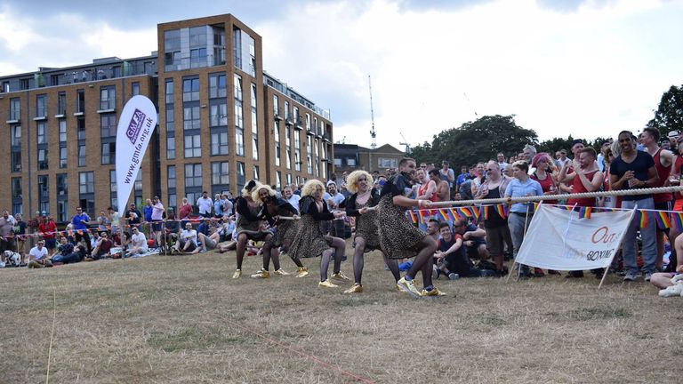Tug-of-war at the RVT Sports Day, Vauxhall, August 2016