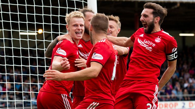 Aberdeen's Gary Mackay Steven celebrates after scoring to make it 1-0