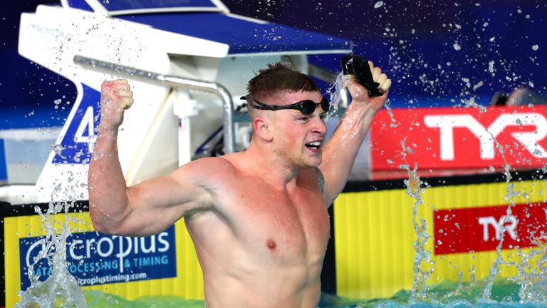 Adam Peaty during the swimming on Day three of the European Championships Glasgow 2018 at Tollcross International Swimming Centre on August 4, 2018 in Glasgow, Scotland.