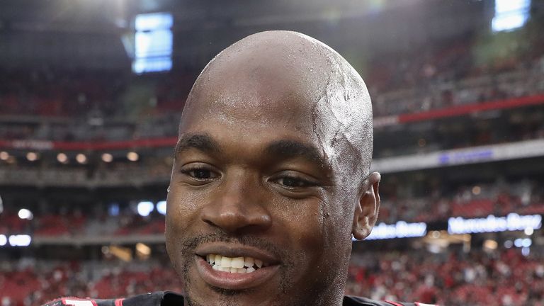 Adrian Peterson during the second half of the NFL game at the University of Phoenix Stadium on October 15, 2017 in Glendale, Arizona. The Cardinals defeated the  Buccaneers 38-33. 
