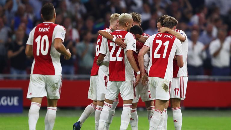 during the UEFA Champions League Play-off 1st leg match between Ajax and Dynamo Kiev held at Johan Cruyff Arena on August 22, 2018 in Amsterdam, Netherlands.