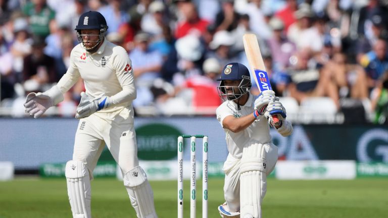 during day one of the 3rd Specsavers Test Match between England and India at Trent Bridge on August 18, 2018 in Nottingham, England.
