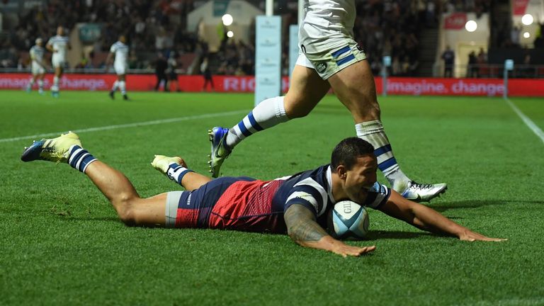  during the Gallagher Premiership Rugby match between Bristol Bears and Bath Rugby at Ashton Gate on August 31, 2018 in Bristol, United Kingdom.