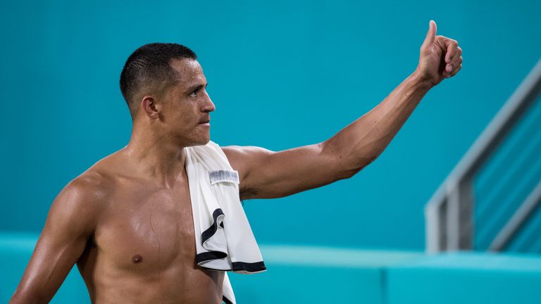 MIAMI, FL - JULY 31: Alexis Sanchez #7 of Manchester United exits the stadium after the International Champions Cup match against Real Madrid at Hard Rock Stadium on July 31, 2018 in Miami, Florida. (Photo by Rob Foldy/Getty Images) *** Local Caption *** Alexis Sanchez