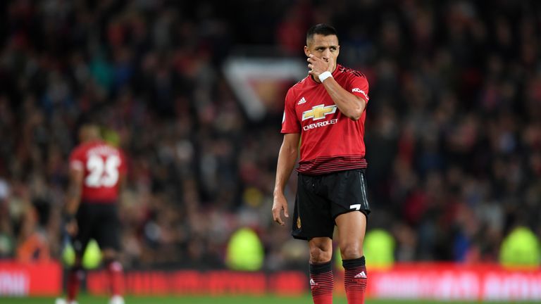 Alexis Sanchez during the Premier League match between Manchester United and Tottenham Hotspur at Old Trafford
