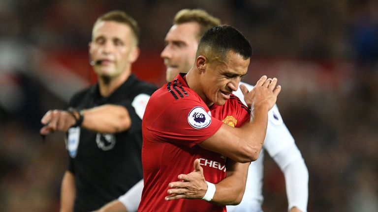 Alexis Sanchez shows his frustration against Tottenham