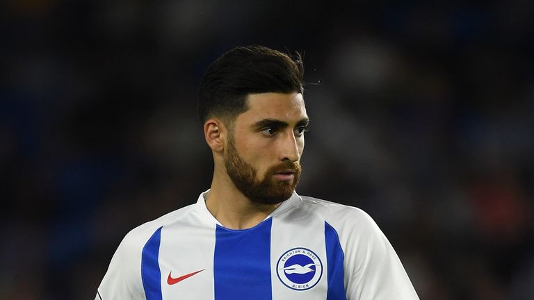 Alireza Jahanbakhsh during a Pre-Season Friendly between Brighton and Hove Albion and FC Nantes at Amex Stadium on August 3, 2018 in Brighton, England.