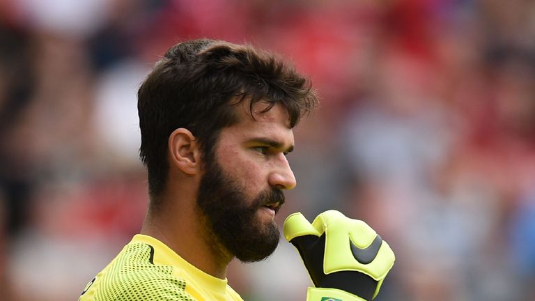 Alisson Becker during the Premier League match between Liverpool and West Ham United
