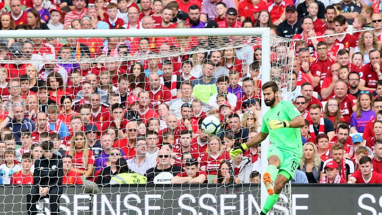 Alisson made his first appearance for Liverpool 