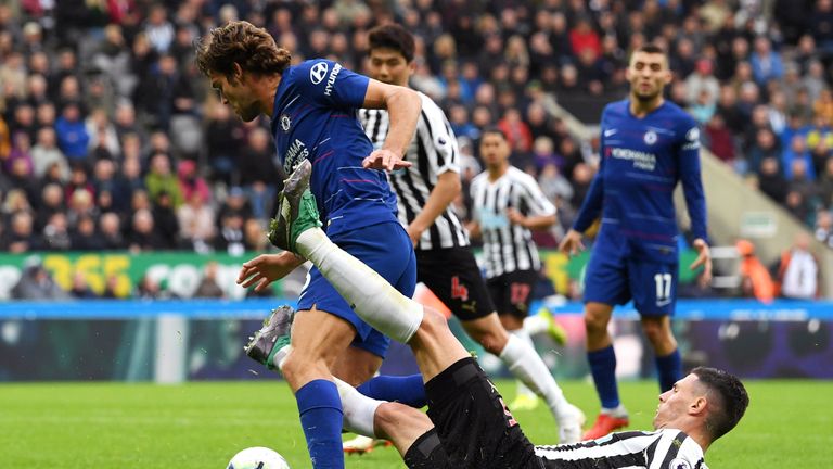  during the Premier League match between Newcastle United and Chelsea FC at St. James Park on August 26, 2018 in Newcastle upon Tyne, United Kingdom.