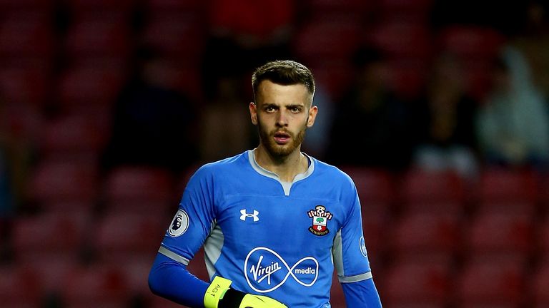 Angus Gunn during Southampton v Celta Vigo at St Mary's Stadium 