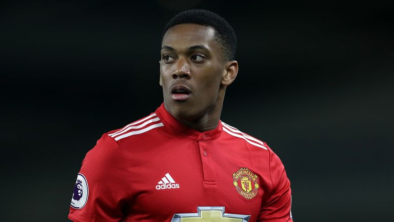 Anthony Martial during the Premier League match between Brighton and Hove Albion and Manchester United at Amex Stadium on May 4, 2018 in Brighton, England.