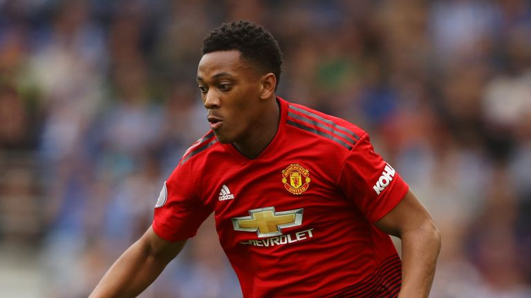 Anthony Martial during Manchester United&#39;s match against Brighton