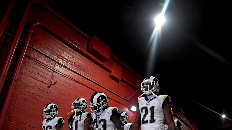 during a preseason game at Los Angeles Memorial Coliseum on August 25, 2018 in Los Angeles, California.