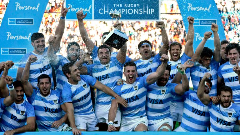 Argentina celebrate after defeating the Springboks