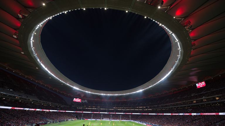 General action during the La Liga match between Atletico Madrid and Villarreal at Estadio Wanda Metropolitano on October 28, 2017 in Madrid, Spain