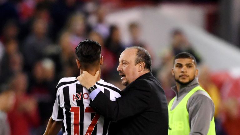 Rafael Benitez had to calm down Ayoze Perez after he was denied an injury-time penalty with Newcastle 2-1 down