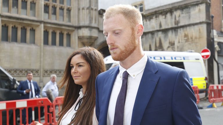Ben Stokes and his wife Clare arrive at Bristol Crown Court