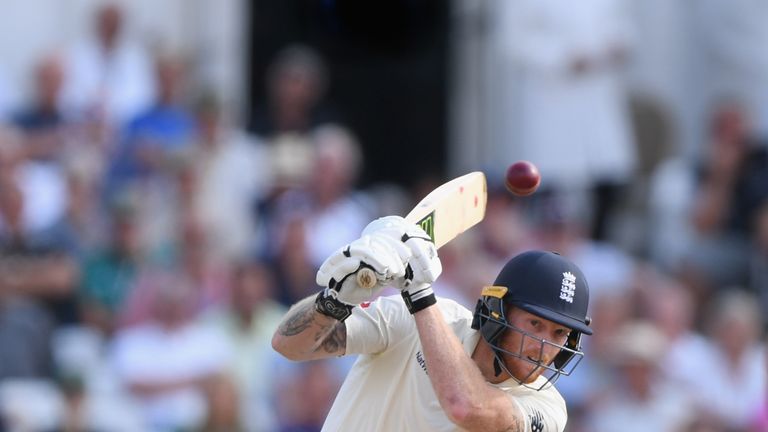 England batsman Ben Stokes drives for runs off India bowler Bumrah during day four of the 3rd Specsavers Test Match between England and India at Trent Bridge on August 21, 2018 in Nottingham, England