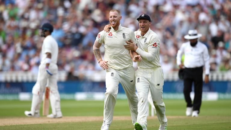 Ben Stokes & Jos Buttler during day three of Specsavers 1st Test match between England and India at Edgbaston on August 3, 2018 in Birmingham, England